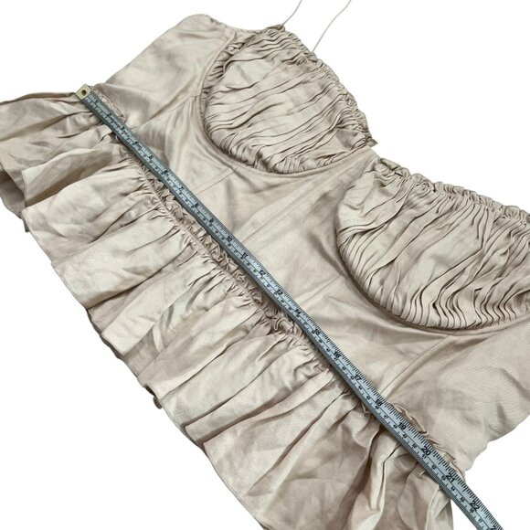 Brock Collection x H&M Organic Linen Pleated Peplum Corset Blouse Cream XXL NWT - Picture 10 of 11